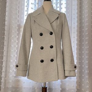 Lands End Wool Pea Coat, Light Grey Size 4